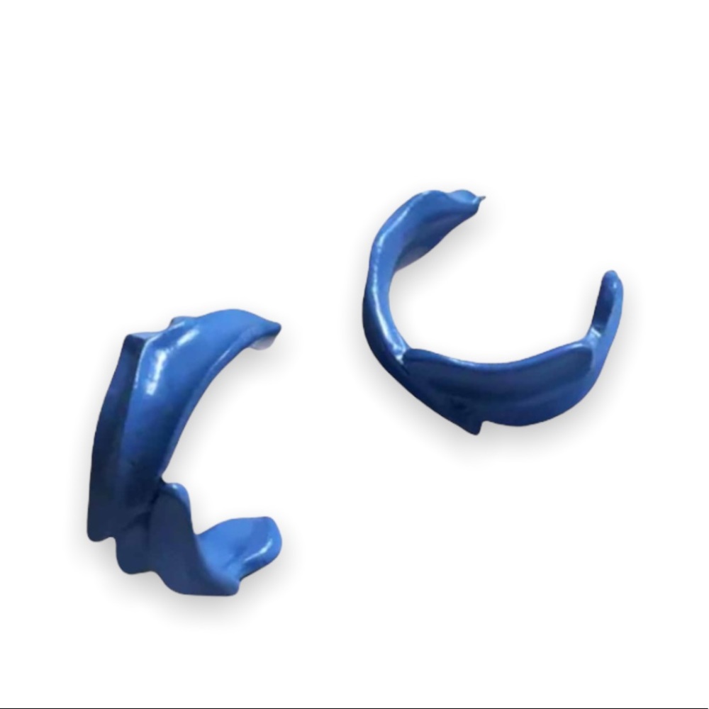 New Retro Matcha Sweet Summer Semicircle Geometric Blue Stud Hoop Earrings
